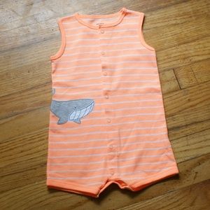 Orange Baby Romper w/ Whale